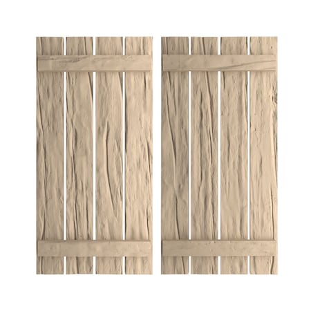 Rustic Four Board Spaced Board-n-Batten Riverwood Faux Wood Shutters, 23 1/2W X 54H